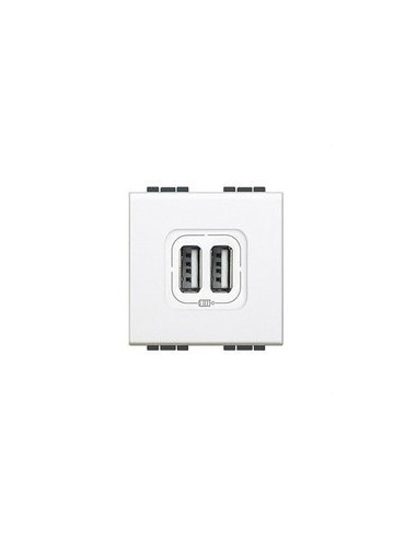 Base USB LL 1550mA 5V con 2 módulos en color blanco BTICINO N4285C2 BTICINO N4285C2